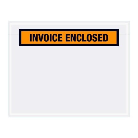 The Packaging Wholesalers Panel Face Envelopes, "Invoice Enclosed" Print, 5-1/2"L x 7"W, Orange, 1000/Pack ENVPQ23